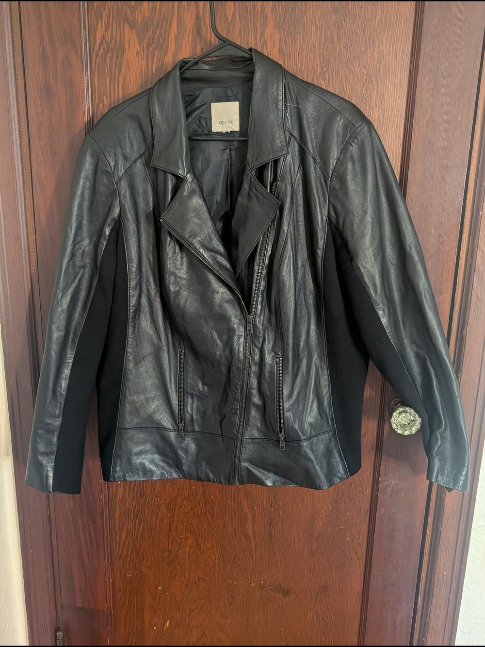 Sejour Black Leather Zip-Front Women's Jacket Lamb Leather